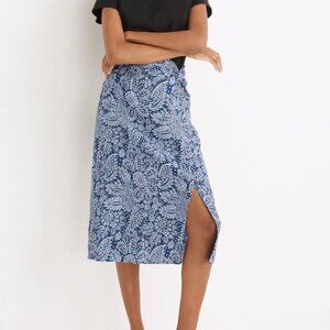 Madewell linen-blend knotted midi skirt in paisley garden